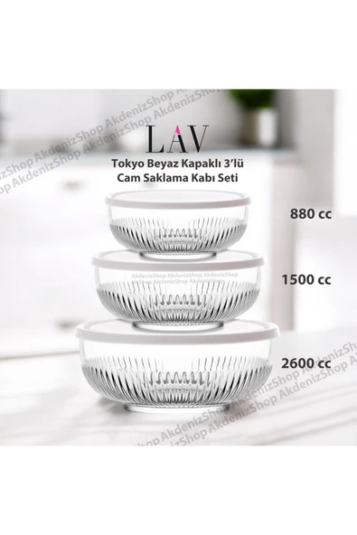 LAV Beyaz Kapak 3 Lü Takım Tokyo Saklama Kabı ürün görseli
