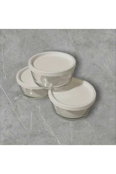 LAV FEYZADE Round Saklama Kabı (1490 CC X 3 ADET) BEYAZ KAPAKLI - Resim 3