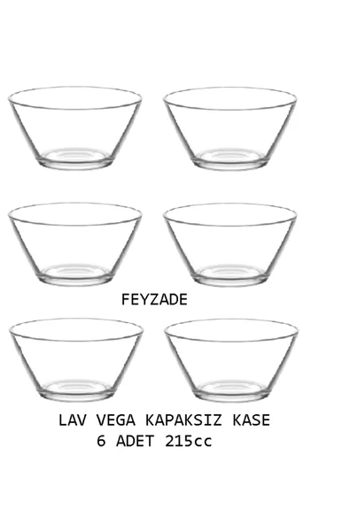 LAV FEYZADE VEGA SAKLAM KABI SETİ 6 ADET 215cc KAPAKSIZ KASE ürün görseli