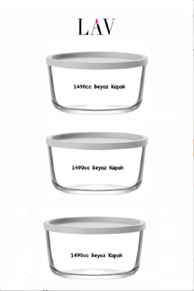 LAV FEYZADE Round Saklama Kabı (1490 CC X 3 ADET) BEYAZ KAPAKLI ürün görseli