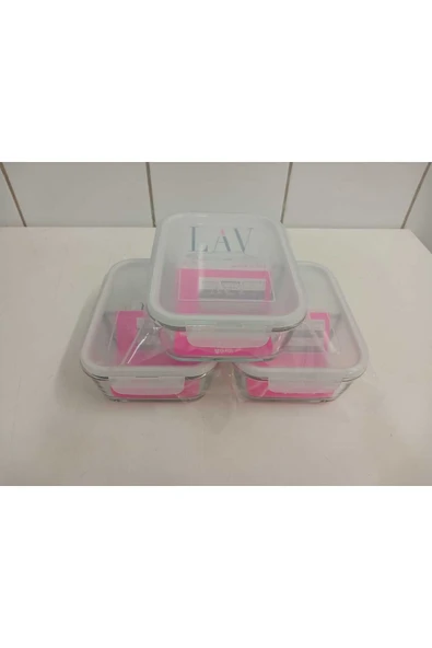 LAV FEYZADE Fresco İKİ BÖLÜMLÜ Kilitli Cam Saklama Kabı 3’lü Set 1120cc DİKDÖRTGEN (FRS-297) - 2