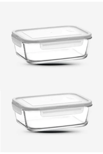 LAV Fresco Kilitli Saklama Kabı 2'li Set 1200cc Dikdörtgen Beyaz Kapaklı (FRS-257) ürün görseli