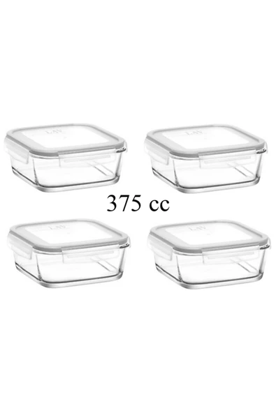 LAV Saklama Kabı - Cam Kilitli Saklama Kabı Beyaz 375cc 4 Adet ürün görseli