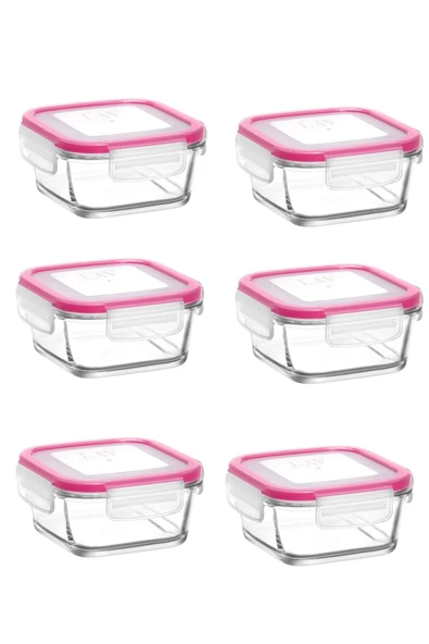 LAV Feyzade Fresco Cam Kilitli Saklama Kabı 6'lı Set Frs227 Pembe (375CC) ürün görseli