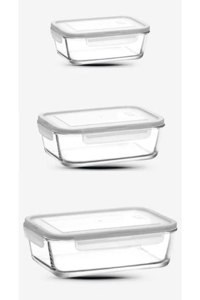 LAV Fresco Kilitli Saklama Kabı 3 Boy Yeni Seri-dikdörtgen Beyaz 3'lü (1900CC 1200CC 800CC) ürün görseli