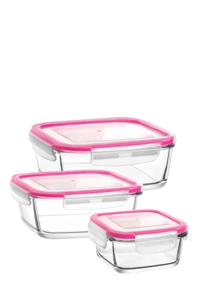 LAV Fresco Kilitli Kapak Cam Saklama Kabı  Set  3'lü - 2