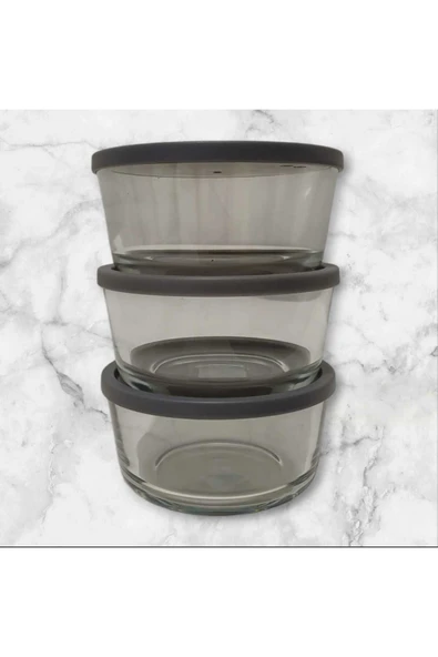 LAV FEYZADE Round Saklama Kabı (800 cc X 3 ADET) ANTRASİT KAPAKLI - Resim 2