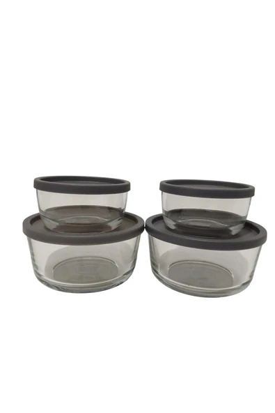 LAV FEYZADE Round Saklama Kabı (380 cc X 2 ADET)-(800 cc X 2 ADET) ANTRASİT KAPAKLI - 5