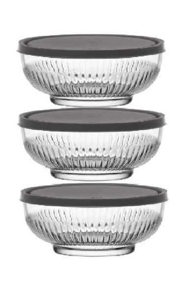 LAV Tokyo Saklama Kabı Seti 3'lü 880cc Gri Kapaklı (TOK-282) ürün görseli