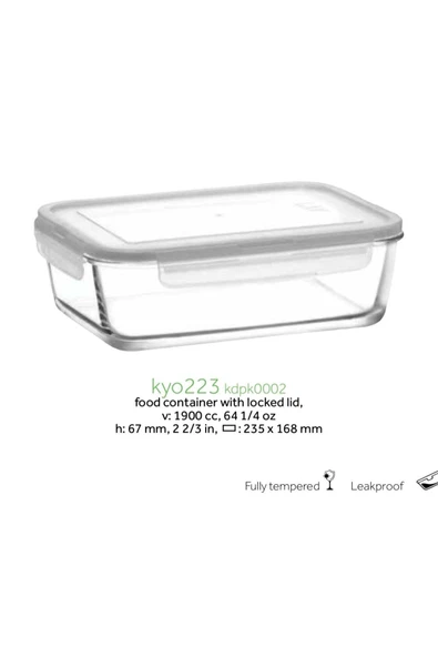 LAV Fresco 4'lü Saklama Kabı Seti (DİKDÖRTGEN) (BEYAZ KAPAK 1900CC-1200CC-800CC-400CC) - Resim 2