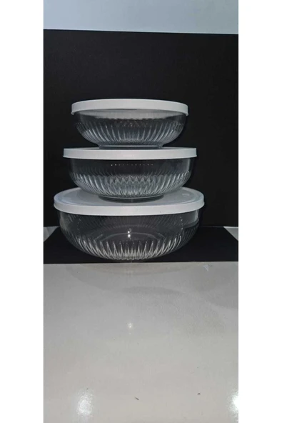 LAV Tokyo Beyaz Kapaklı Saklama Kabı 3'lü (880CC-1500CC-2600CC) ürün görseli