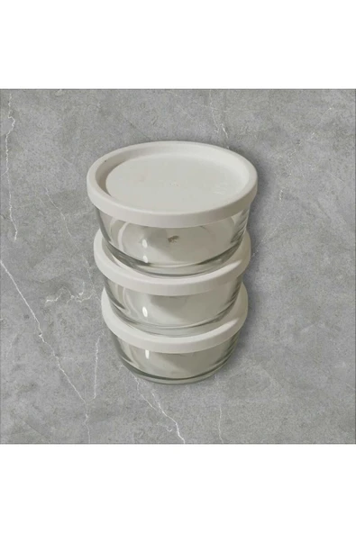 LAV FEYZADE Round Saklama Kabı (1490 CC X 3 ADET) BEYAZ KAPAKLI - Resim 5