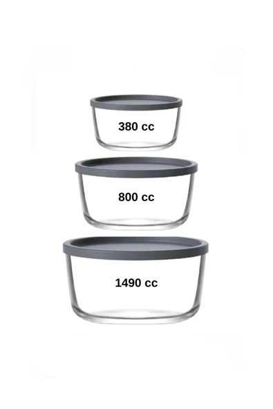 LAV Round Nemostore Saklama Kabı Antrasit 380-800-1490 Cc 3 lü Takım ürün görseli