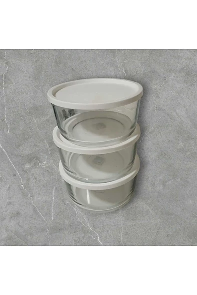 LAV FEYZADE Round Saklama Kabı (1490 CC X 3 ADET) BEYAZ KAPAKLI - Resim 4