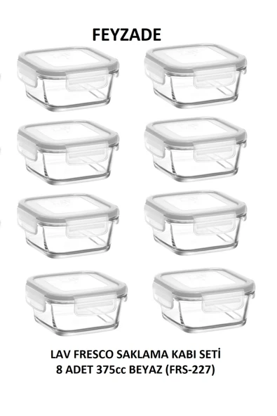 LAV Feyzade Fresco Kahvaltılık Saklama Kabı Seti 8 Adet 375cc Kare (FRS-227) ürün görseli
