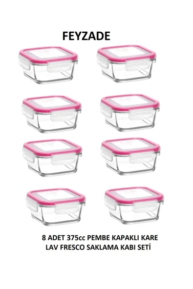 LAV FEYZADE FRESCO Kahvaltılık Saklama Kabı Seti 8 adet 375cc KARE (FRS-227) ürün görseli