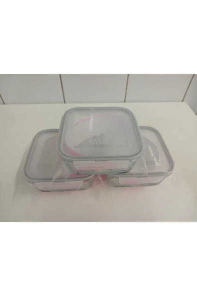 LAV FEYZADE Fresco Cam Kilitli Saklama Kabı 3’lü Set 1150cc KARE (FRS-249) - 4