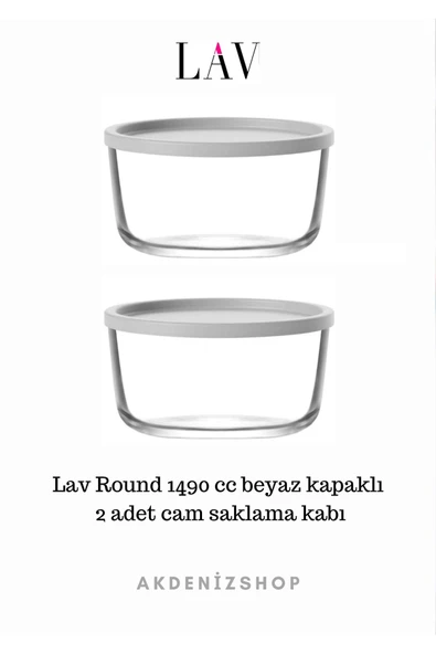LAV ROUND 1490 CC GRİ KAPAKLI 2 ADET VAKUMLU CAM SAKLAMA KABI ürün görseli