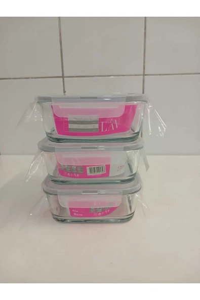 LAV FEYZADE Fresco Cam Kilitli Saklama Kabı 3’lü Set 1150cc KARE (FRS-249) - 1