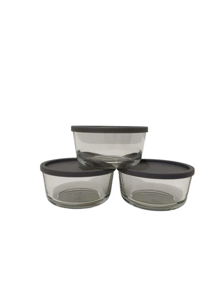 LAV FEYZADE Round Saklama Kabı (800 cc X 3 ADET) ANTRASİT KAPAKLI - Resim 3