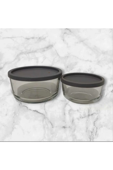 LAV FEYZADE Round Saklama Kabı (380 cc X 1 ADET)- (800cc X 1 ADET) ANTRASİT KAPAKLI - Resim 2