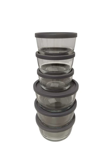 LAV FEYZADE Round Saklama Kabı (380 cc X 3 ADET)- (800 cc X 3 ADET) ANTRASİT KAPAKLI ürün görseli