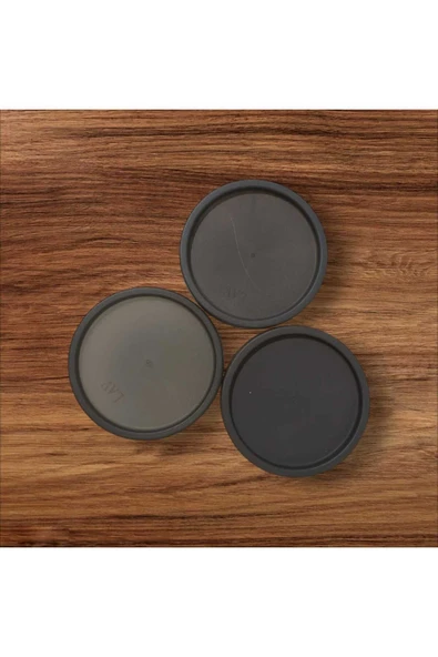 LAV FEYZADE Round Saklama Kabı (380 cc X 3 ADET) ANTRASİT KAPAKLI - Resim 5