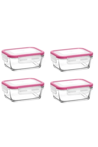 LAV Fresco Pembe Kapak 4'lü Saklama Kabı Kahvaltılık 400cc Frs-237 ürün görseli