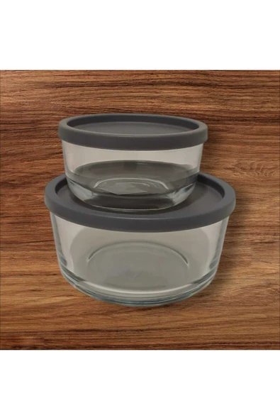 LAV FEYZADE Round Saklama Kabı (380 cc X 1 ADET)- (800cc X 1 ADET) ANTRASİT KAPAKLI ürün görseli