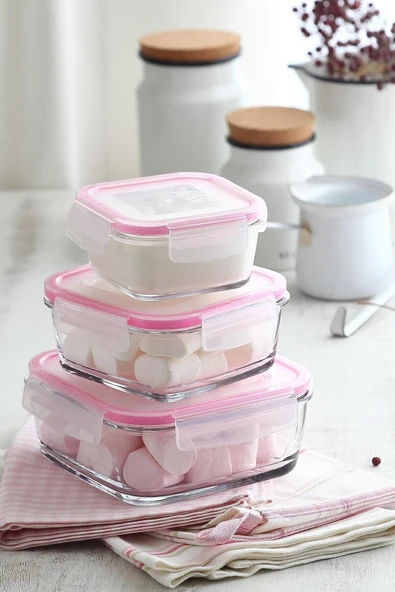 LAV Fresco Kilitli Kapak Cam Saklama Kabı  Set  3'lü - 1