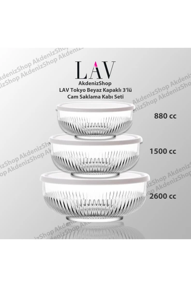 LAV Beyaz Kapak 3 Lü Takım Tokyo Saklama Kabı - Resim 2