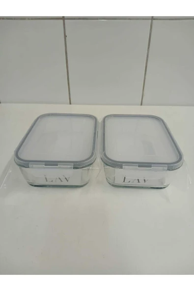 LAV FEYZADE Fresco Cam Kilitli Saklama Kabı 2'li Set DİKDÖTRGEN (1200 cc)-(FRS-257)