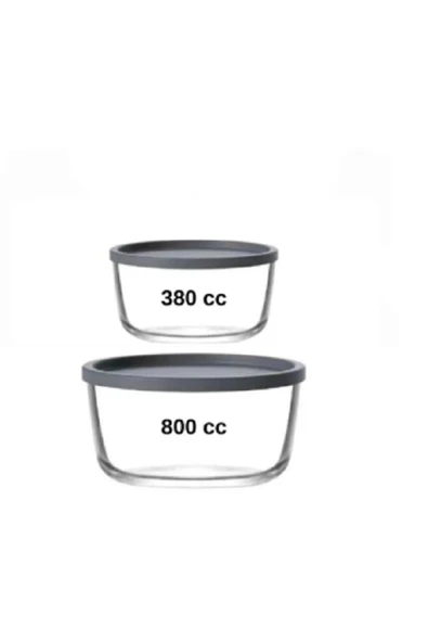 LAV FEYZADE Round Saklama Kabı (380 cc X 2 ADET)-(800 cc X 2 ADET) ANTRASİT KAPAKLI - 7