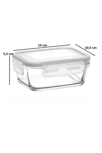 LAV Fresco Kilitli Cam Saklama Kabı 8 Parça 400cc (FRS-237) Beyaz Kapaklı - Resim 2