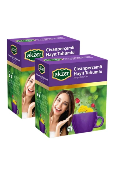 Akzer Civan Perçemli & Hayıt Tohumlu Karışık Bitki Çayı (2 Paket) (60*2'li Süzen Poşet) (100*2 G) ürün görseli