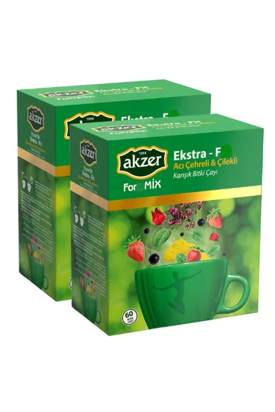 Akzer For-mix Ekstra (f) Çilek Aromalı Çay 2 Paket 60*2'li Süzen Poşet 90*2 gr ürün görseli