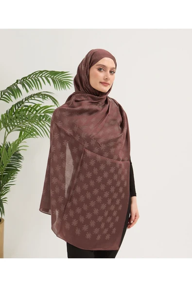 FEYZADE Sena Scarfs ARMİNE JAKAR KAHVERENGİ ŞAL 75x180 - 2