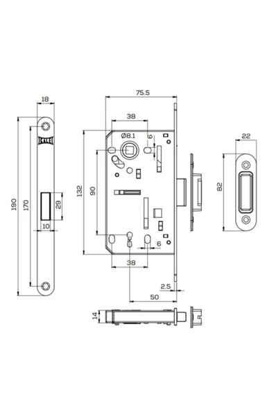 KALE 231nn Oda Kilidi 50mm Nikel Oval Mıknatıslı - Resim 2