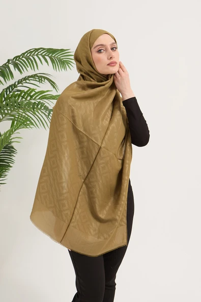 FEYZADE Sena Scarfs ARMİNE YAĞ YEŞİLİ JAKAR ŞAL 75 x 180 - 3