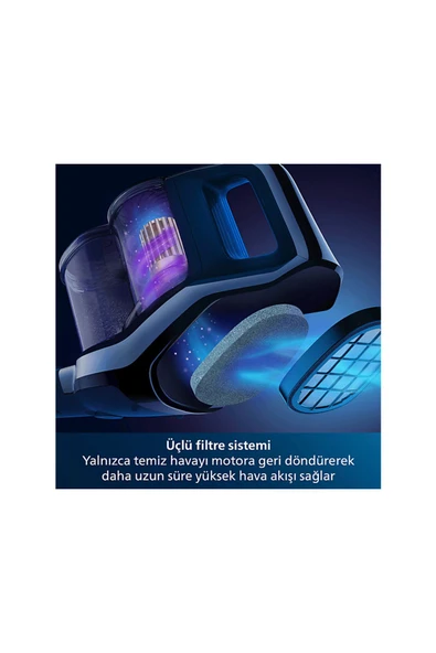 Philips XC7040/01 SpeedPro Max ?arjli Dikey Süpürge Koyu Siyah/Mercan Kirmizisi - 3