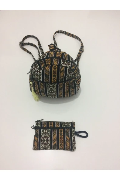 FEYZADE Yöresel Desenli Bebe Sırt Çanta Ve Cüzdan Set - 4