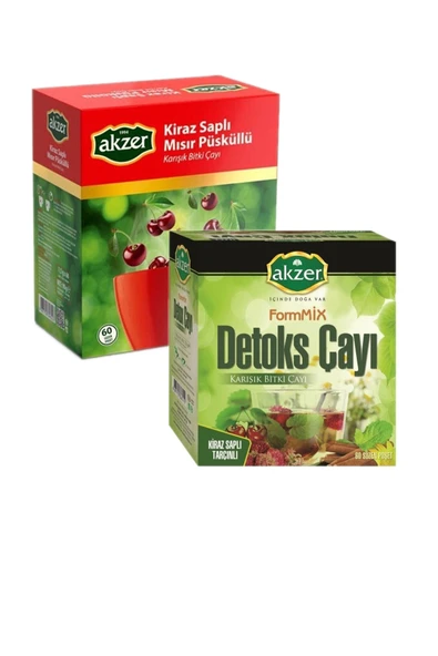 Akzer Kiraz Saplı Mısır Püsküllü Ve Detoks Çayı