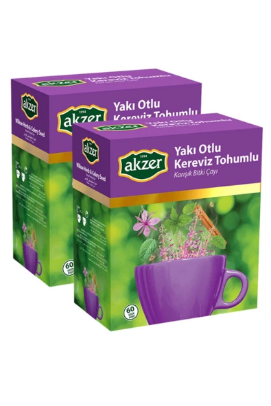 Akzer Yakı Otlu Kereviz Tohumlu Karışık Bitki Çayı (2 Paket) (180 G - 120'li Süzen Poşet)