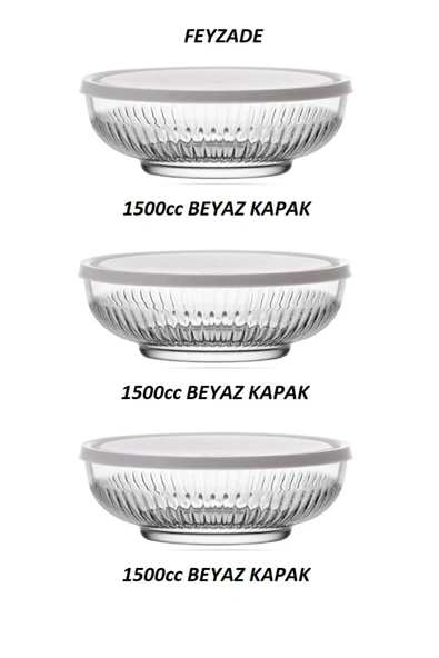 LAV FEYZADE Tokyo Saklama Kabı Seti 3'lü (1500cc x 3 adet) BEYAZ KAPAKLI ürün görseli