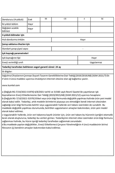 KUMTEL 3 Çekmeceli Dikey Dondurucu 88l Hfr-100 - 5