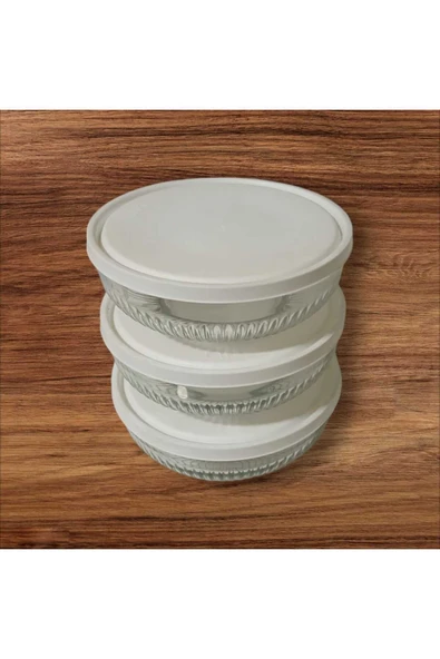 LAV FEYZADE Tokyo Saklama Kabı Seti 3'lü (1500cc x 3 adet) BEYAZ KAPAKLI - Resim 4