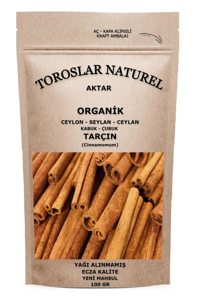 Toroslar Naturel Aktar Organik Tarçın Çubuk Kabuk Ecza Kalite Seylan Yağı Alınmamış Yeni Mahsul 100 Gr