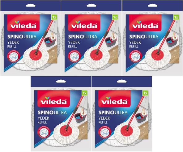 Vileda Spino Ultra Yedek Mop Paspas Ucu (%100 Mikrofiber) (5 Li Set)