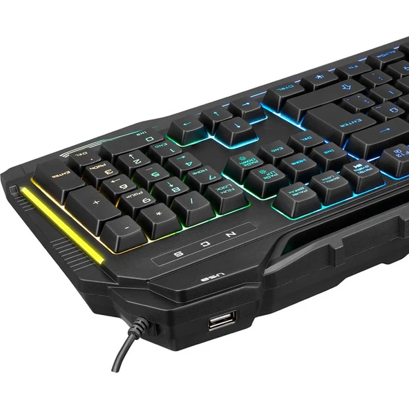 Rampage KB-R63 Stage Siyah USB 7 Renk Aydınlatmalı Q 4 Macro Fonksiyon USB Hub Oyuncu Klavyesi - Resim 6