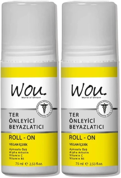 Wou World Of Unique Roll-On Unisex Deodorant 75ML Ter Önleyici Beyazlatıcı (2 Li Set)